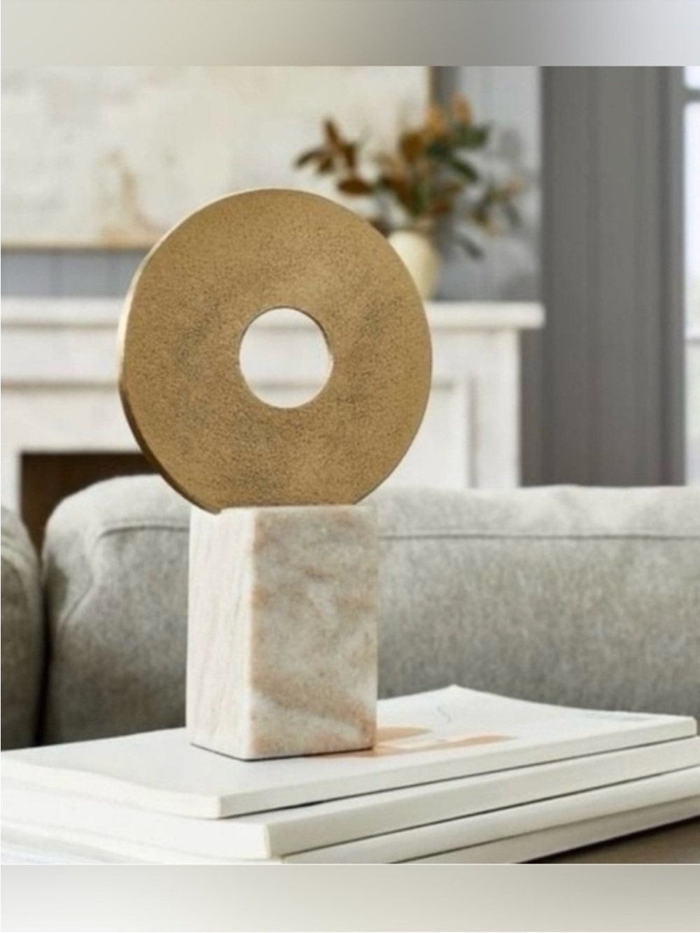 Studio McGee Gold Donut Sculpture with Marble Base